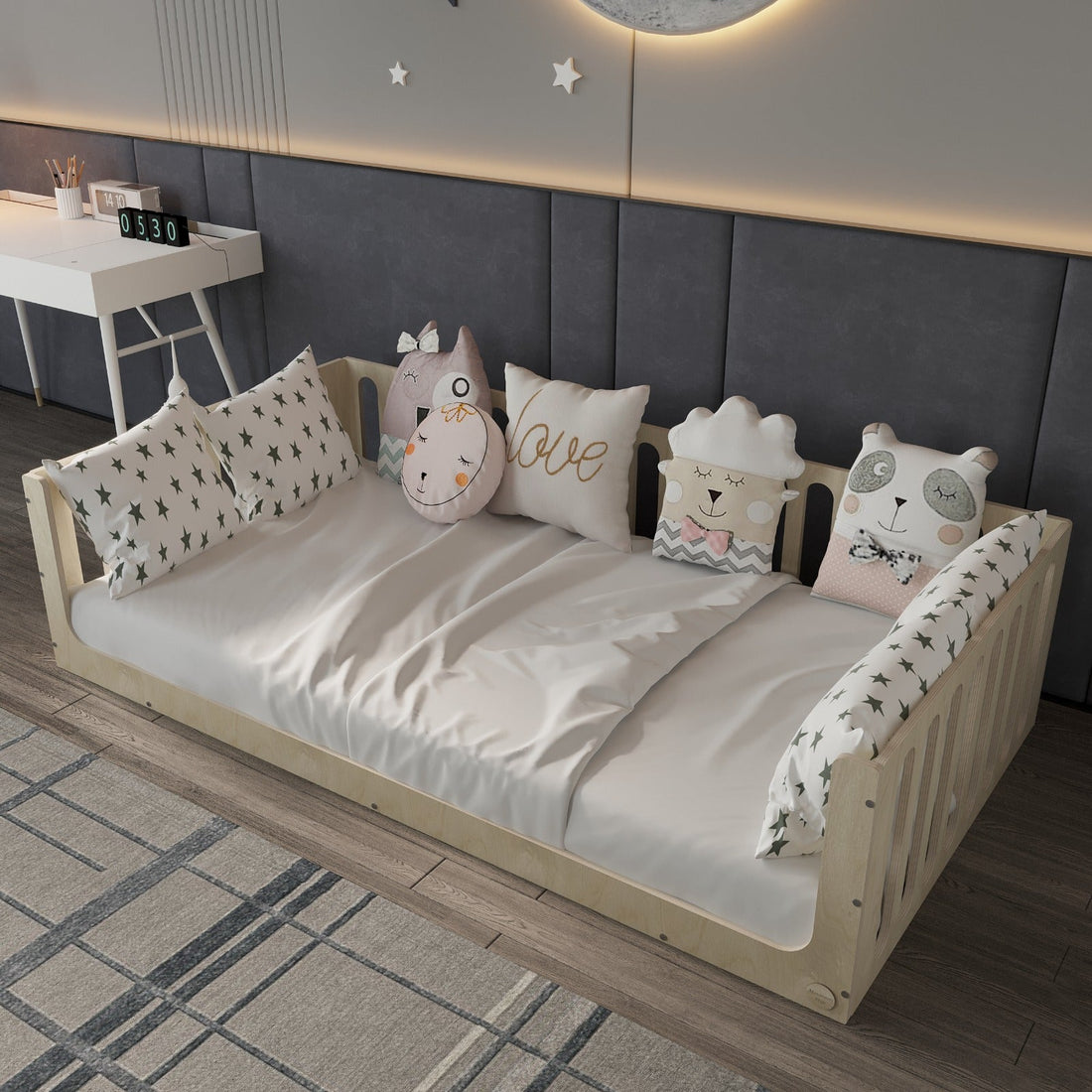 Lit enfant Montessori avec barrières - Nuit rassurante - Le Coin Bébé