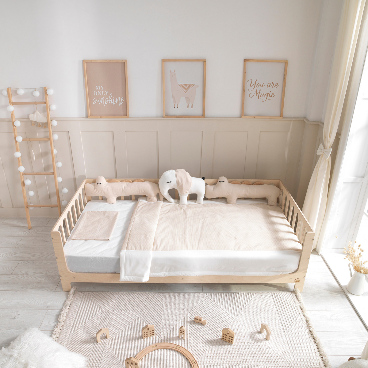 White Montessori Bedding Canopy and Sleep Set