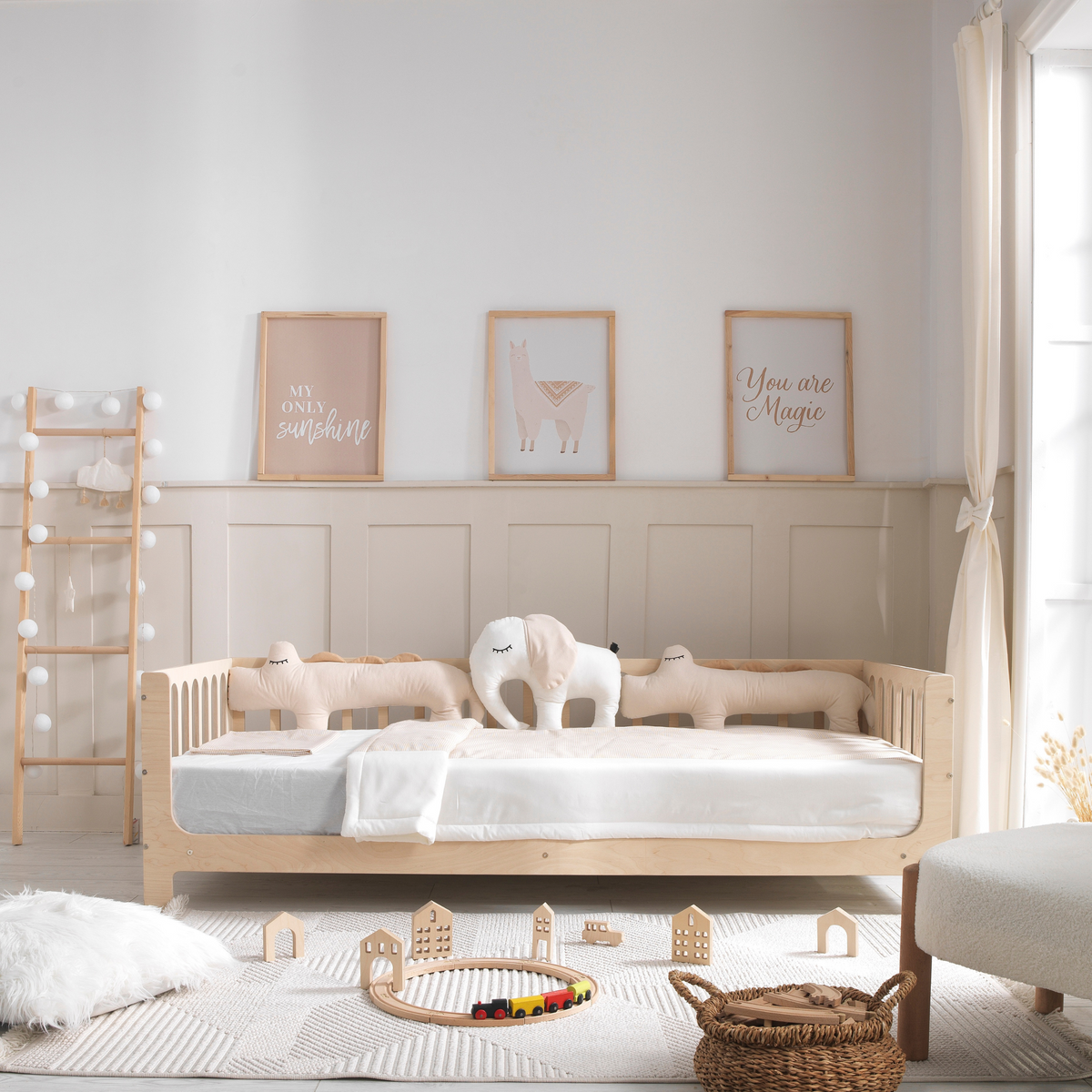 White Montessori Bedding Canopy and Sleep Set