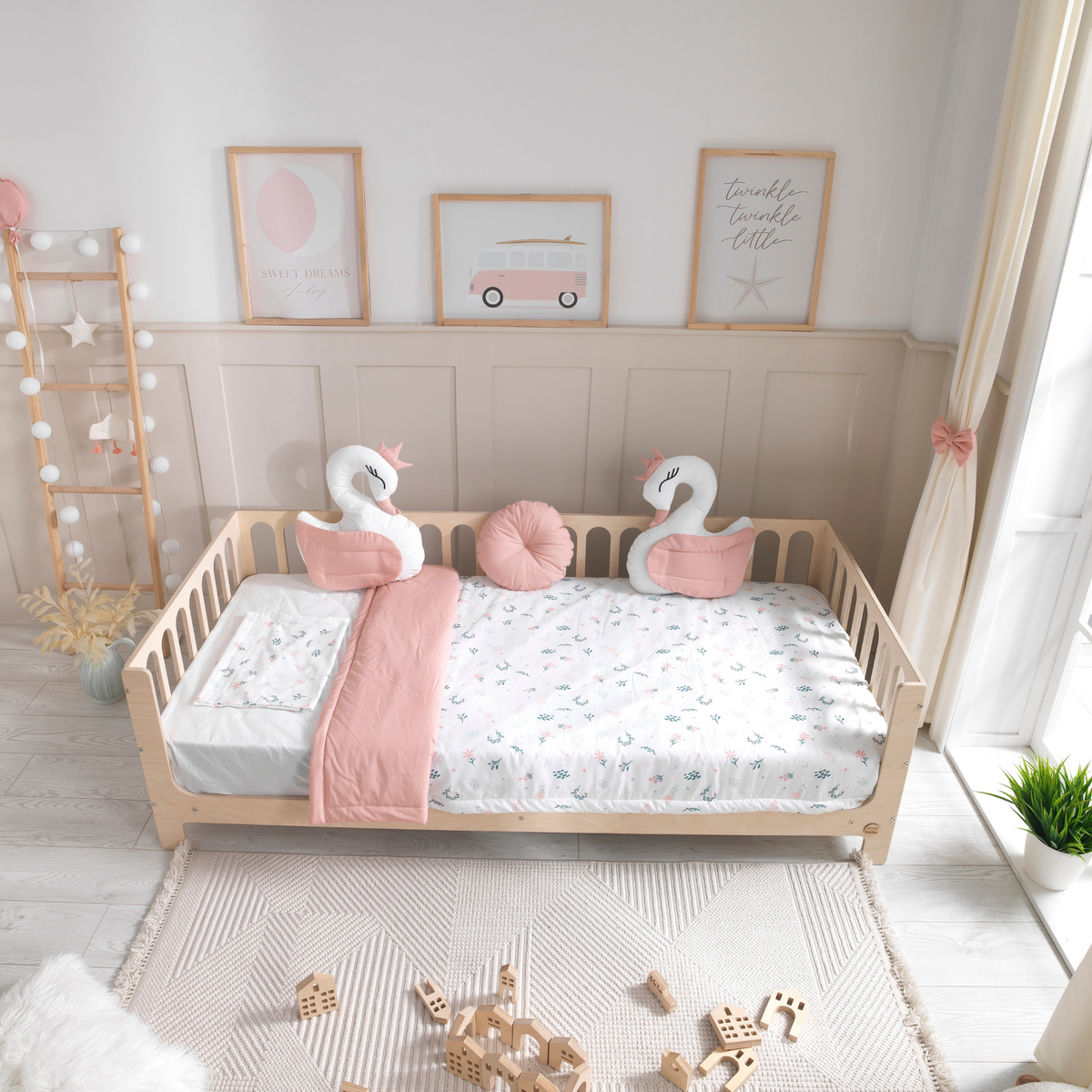 Pink Montessori Bedding Canopy and Sleep Set