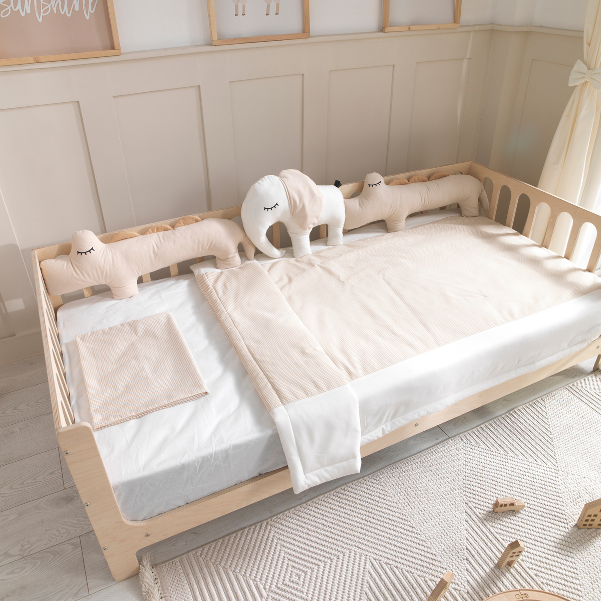 White Montessori Bedding Canopy and Sleep Set