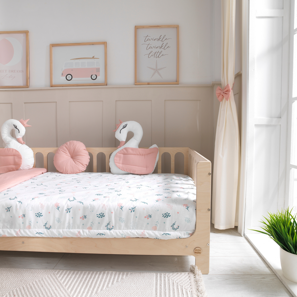 Pink Montessori Bedding Canopy and Sleep Set