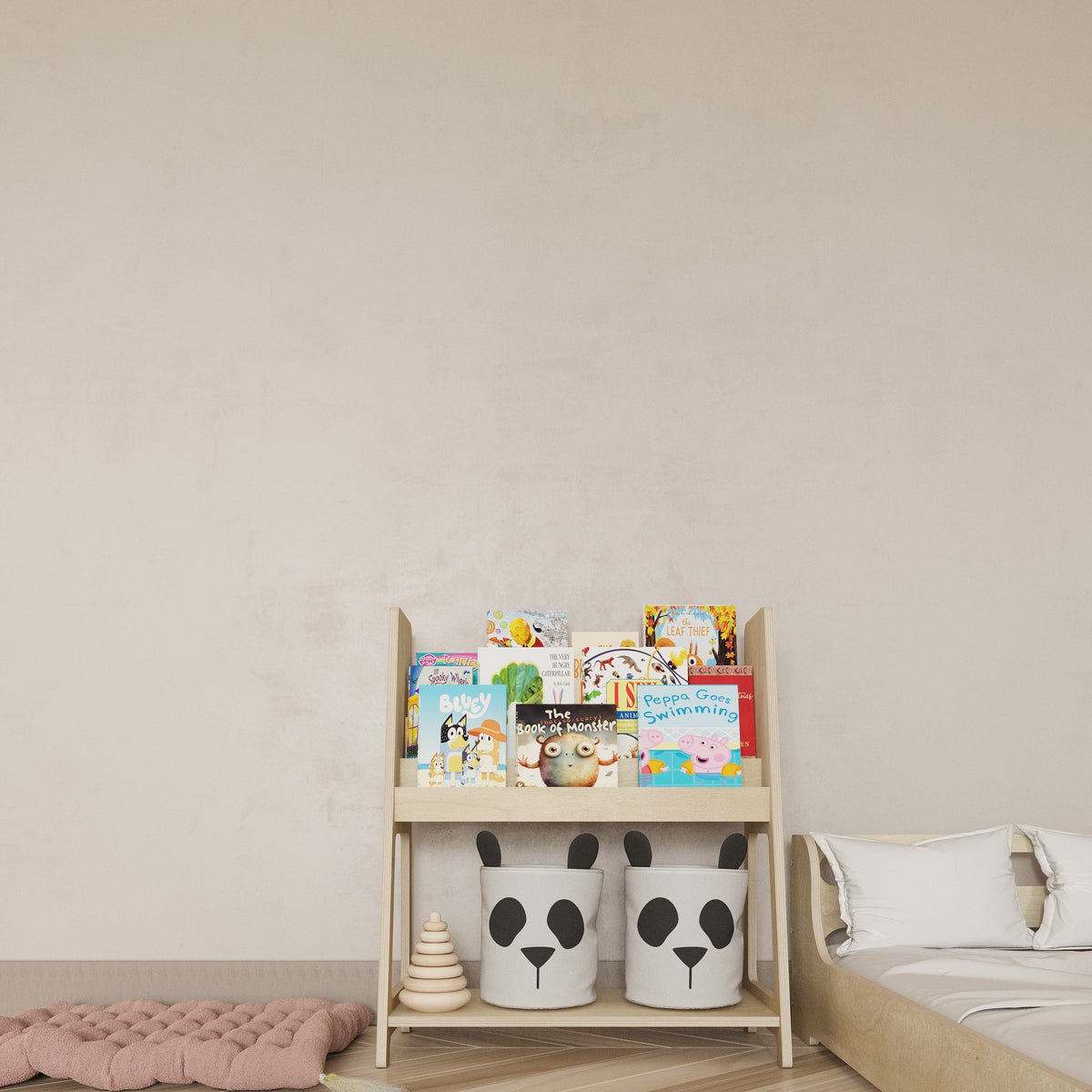 Montessori Bookshelf with Toy Storage