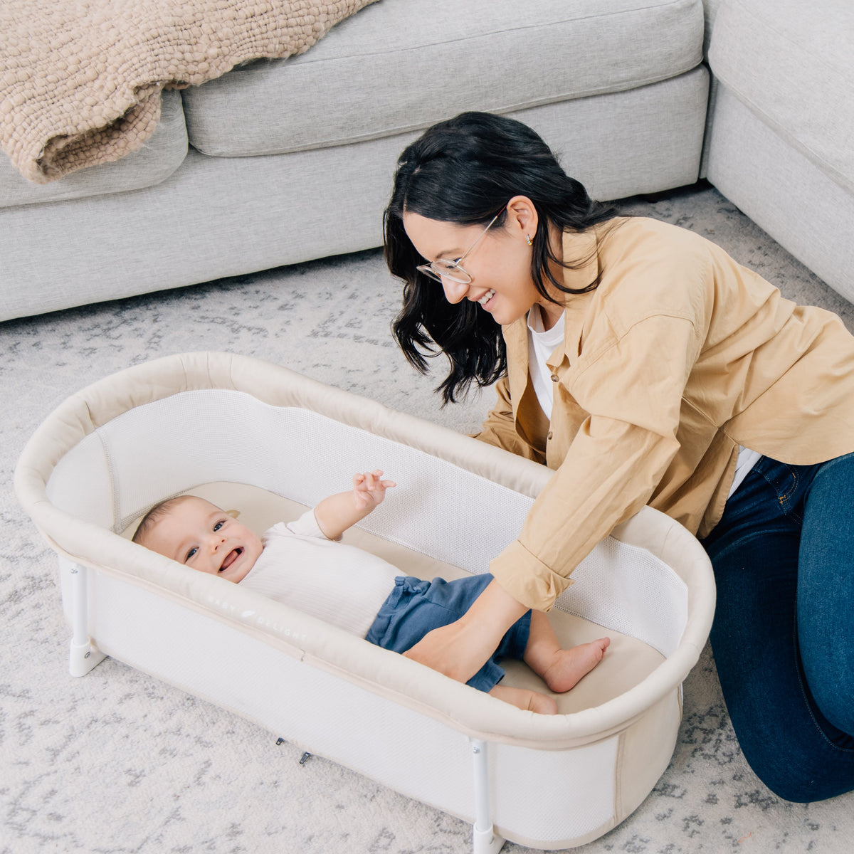 Lit bébé portable pliable coton bio – Avoine - Le Coin Bébé