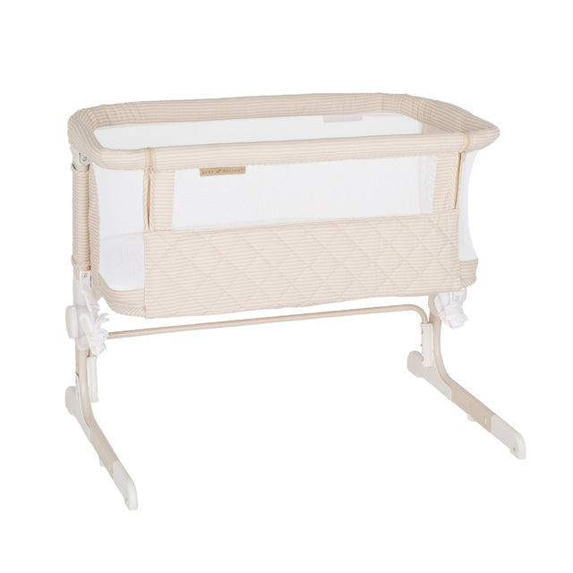 Lit cododo bébé réglable effet lin – Beige rayé - Le Coin Bébé