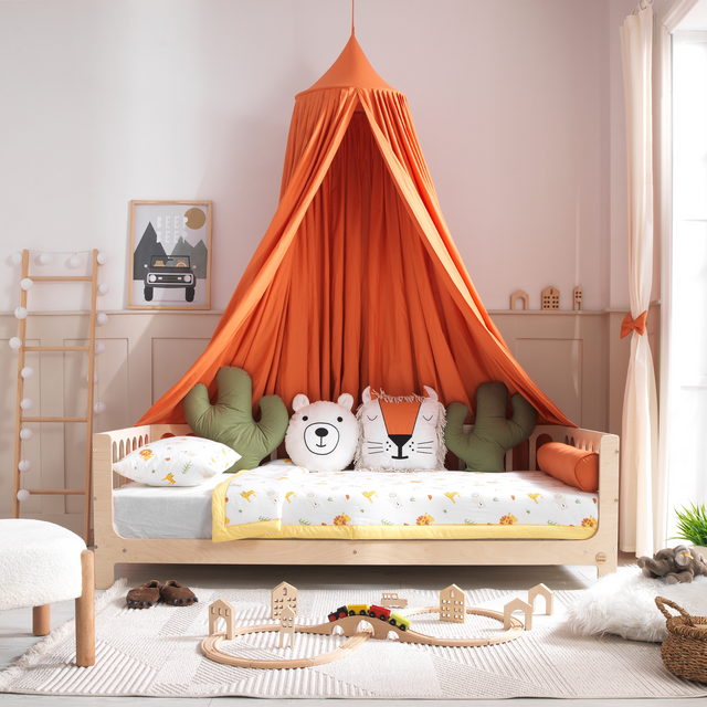 Orange Montessori Bedding Canopy and Sleep Set