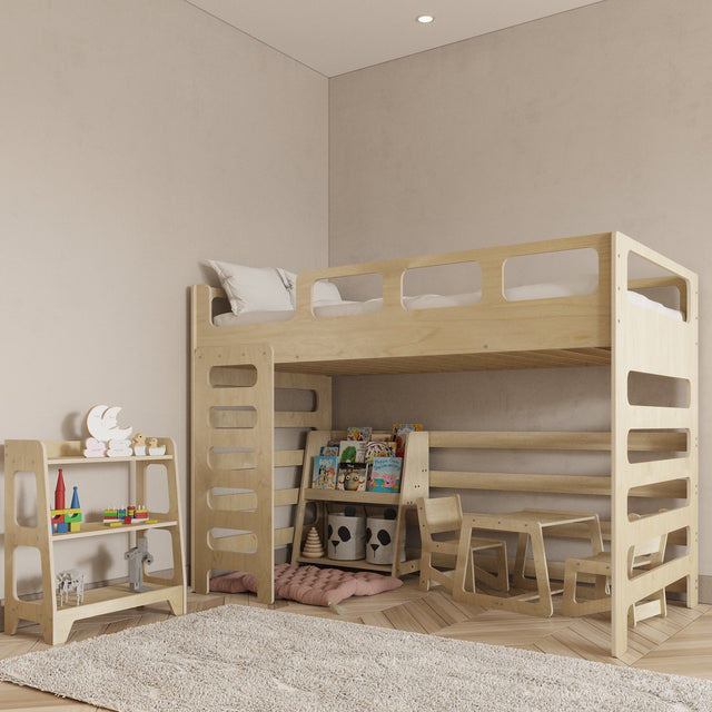 Loft Bed for Kids with Stairs