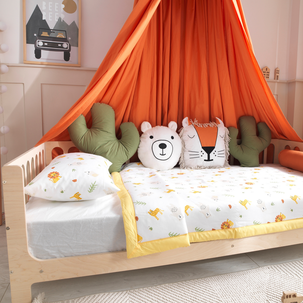 Orange Montessori Bedding Canopy and Sleep Set