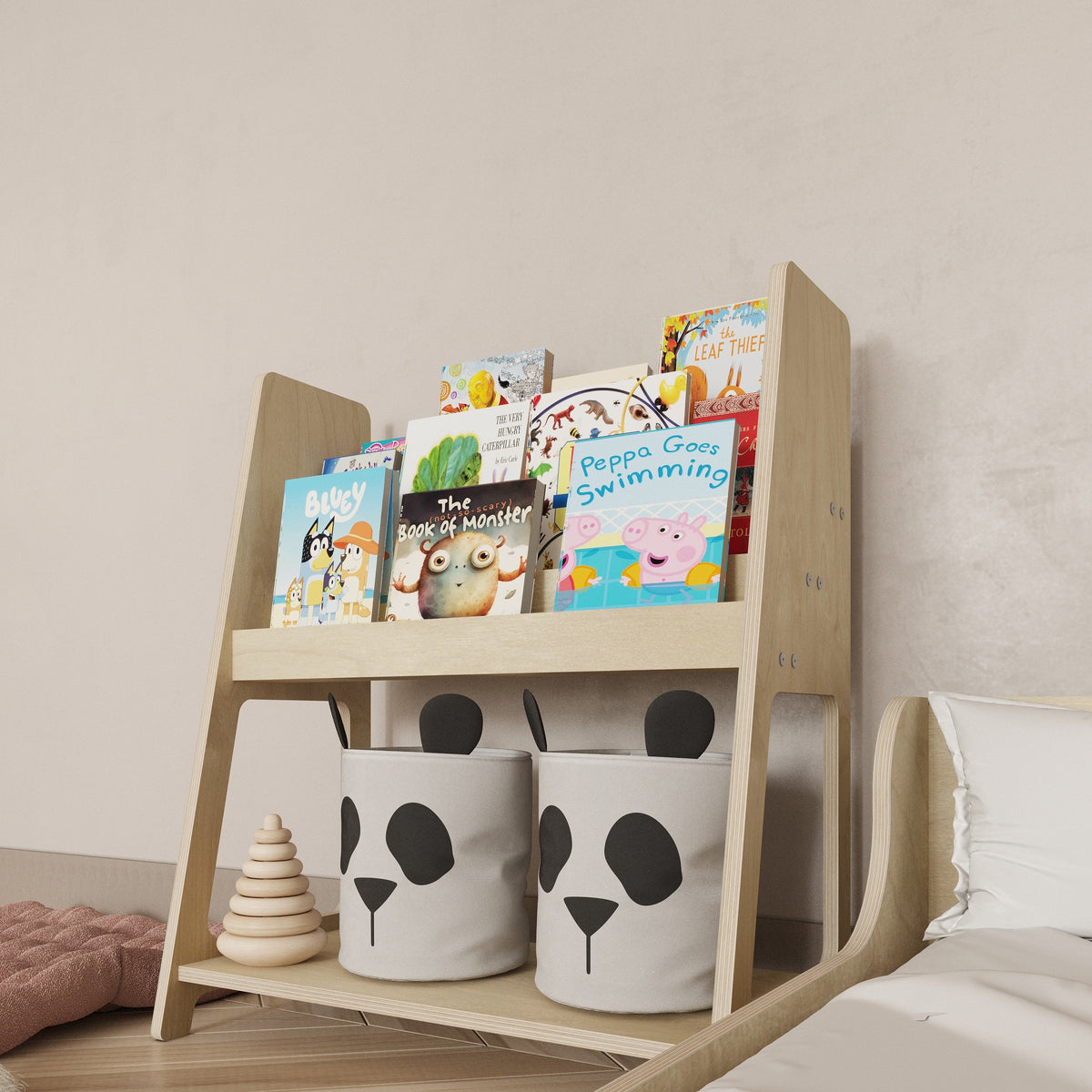 Montessori Bookshelf with Toy Storage