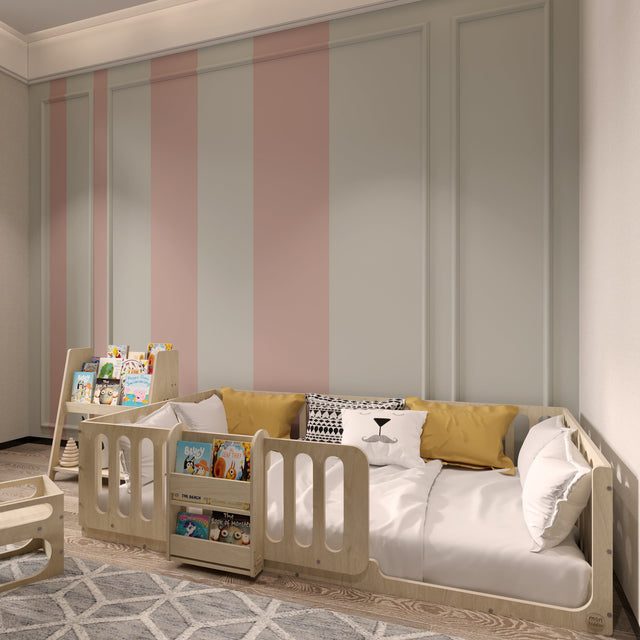 Montessori Floor Bed with Bookshelf