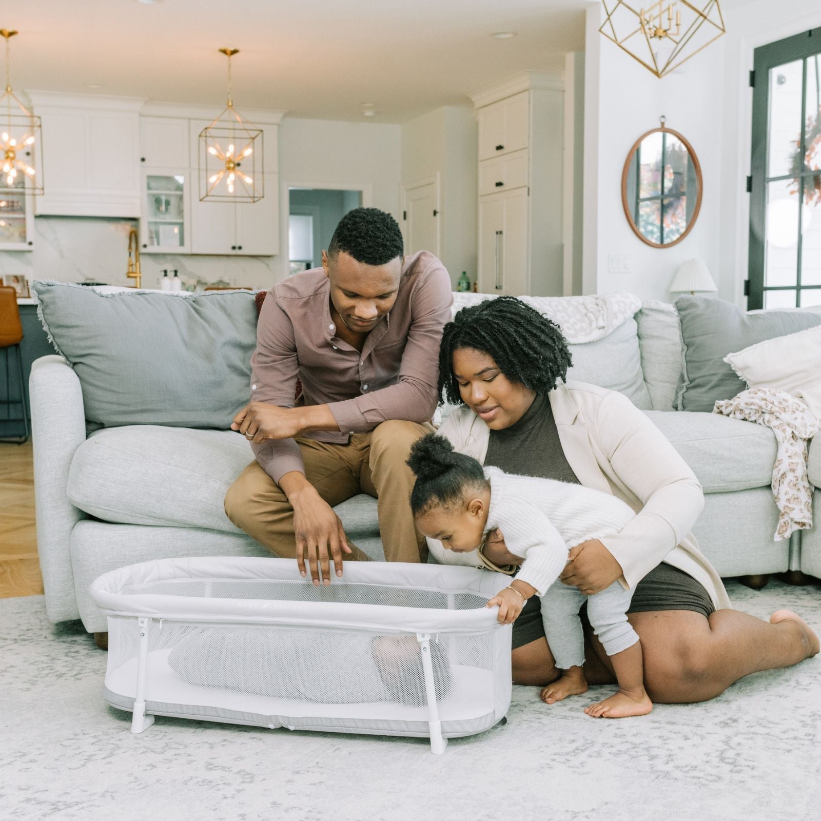 Lit bébé portable pliable avec filet – Gris bois flotté - Le Coin Bébé