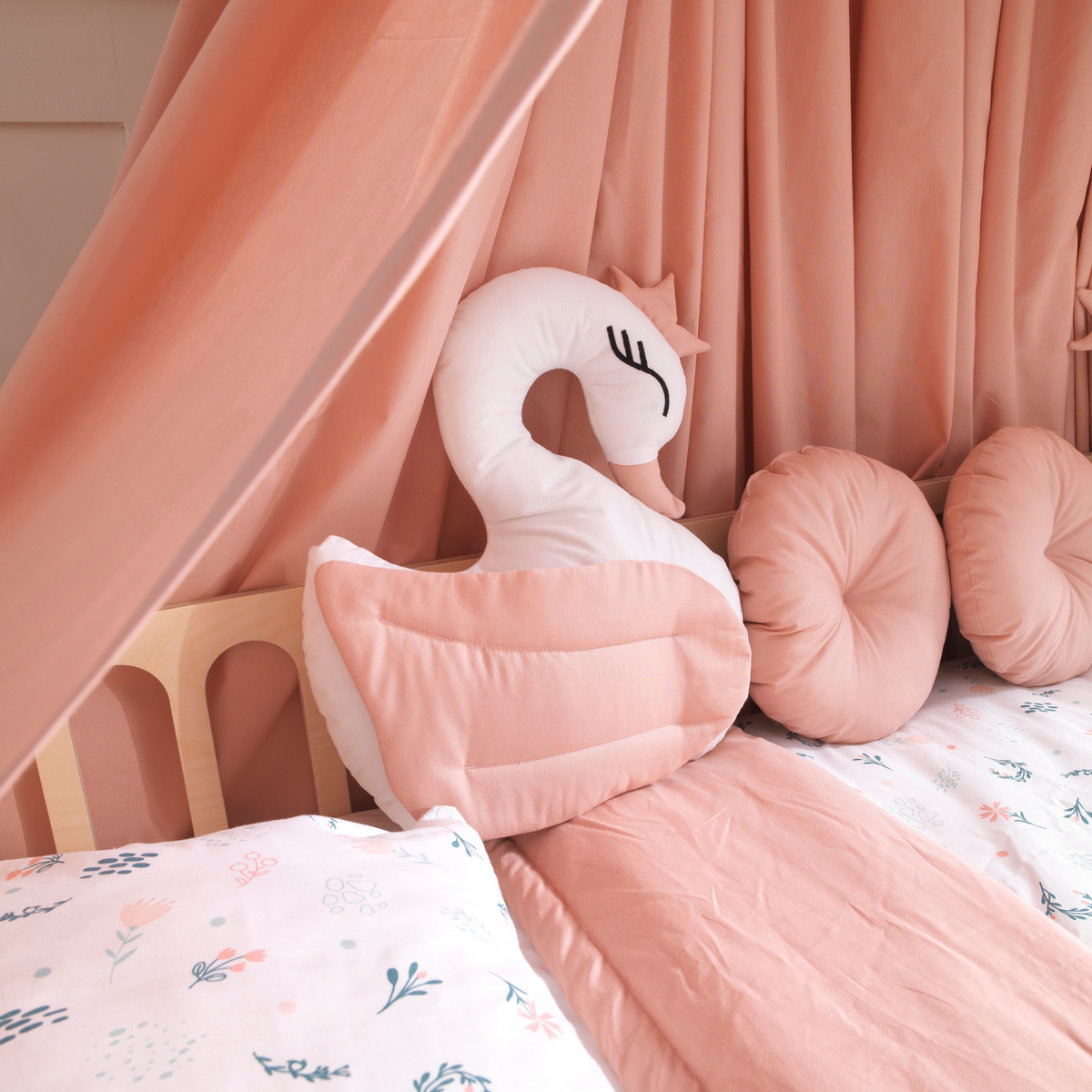 Pink Montessori Bedding Canopy and Sleep Set