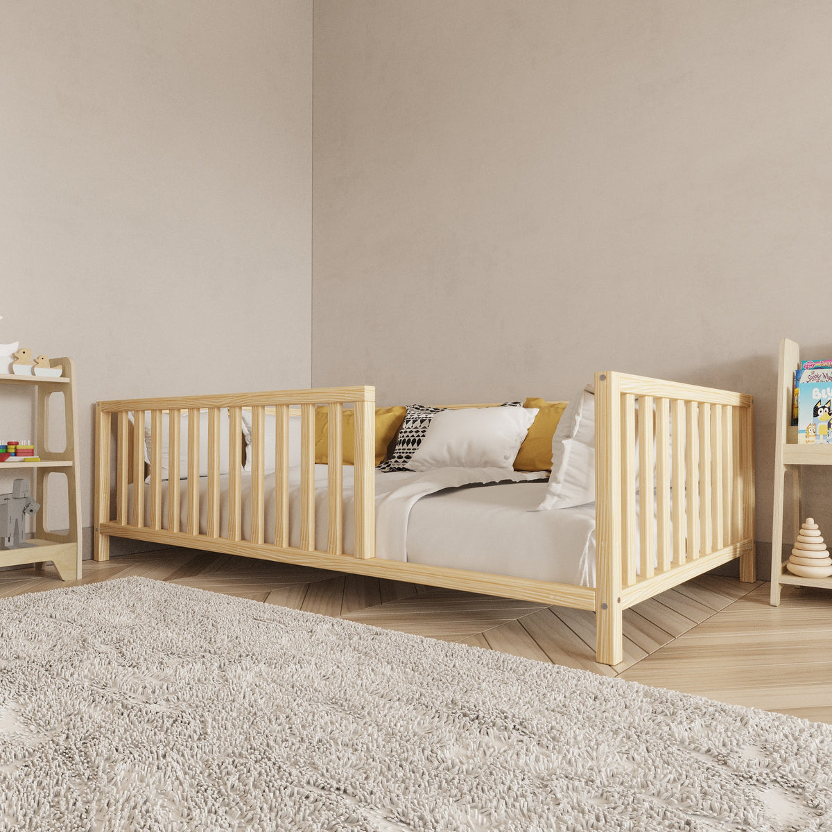 Montessori Bed with Legs Rectangular Rails