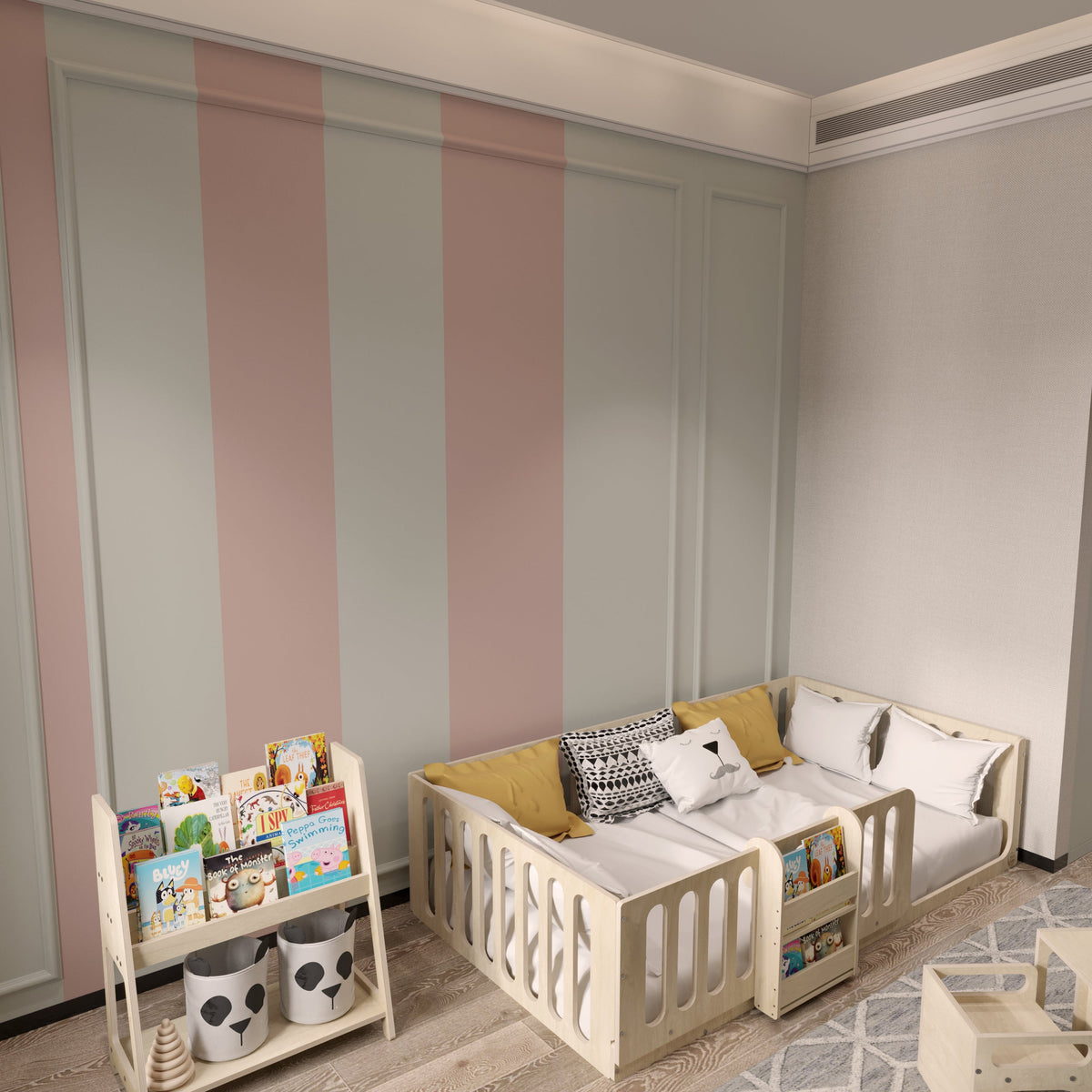 Montessori Floor Bed with Bookshelf