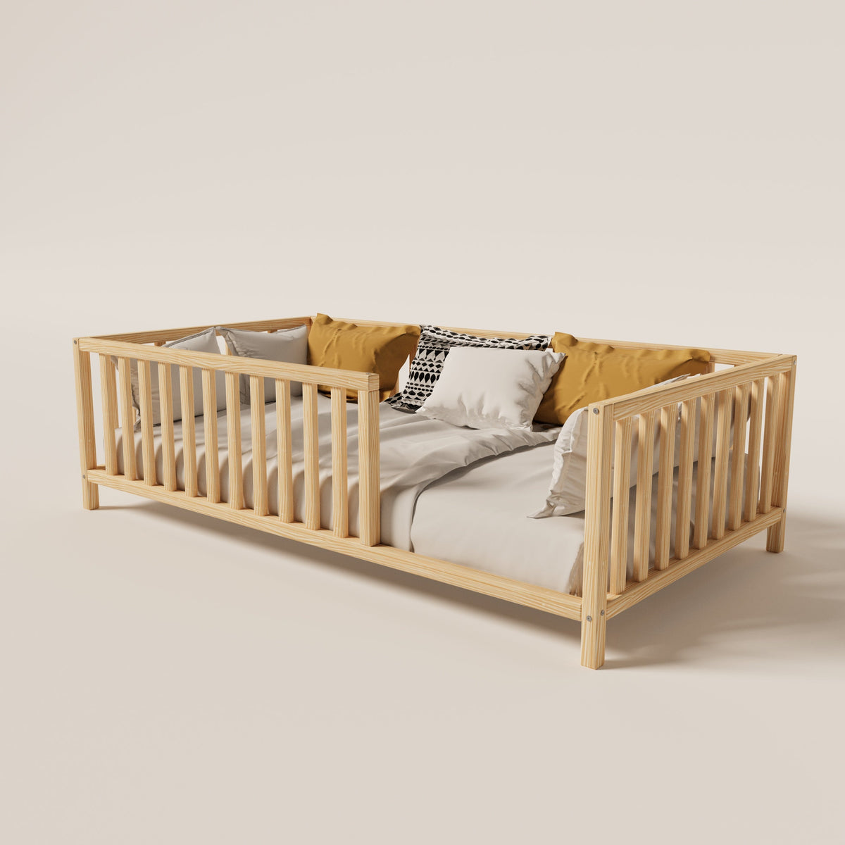 Montessori Bed with Legs Rectangular Rails