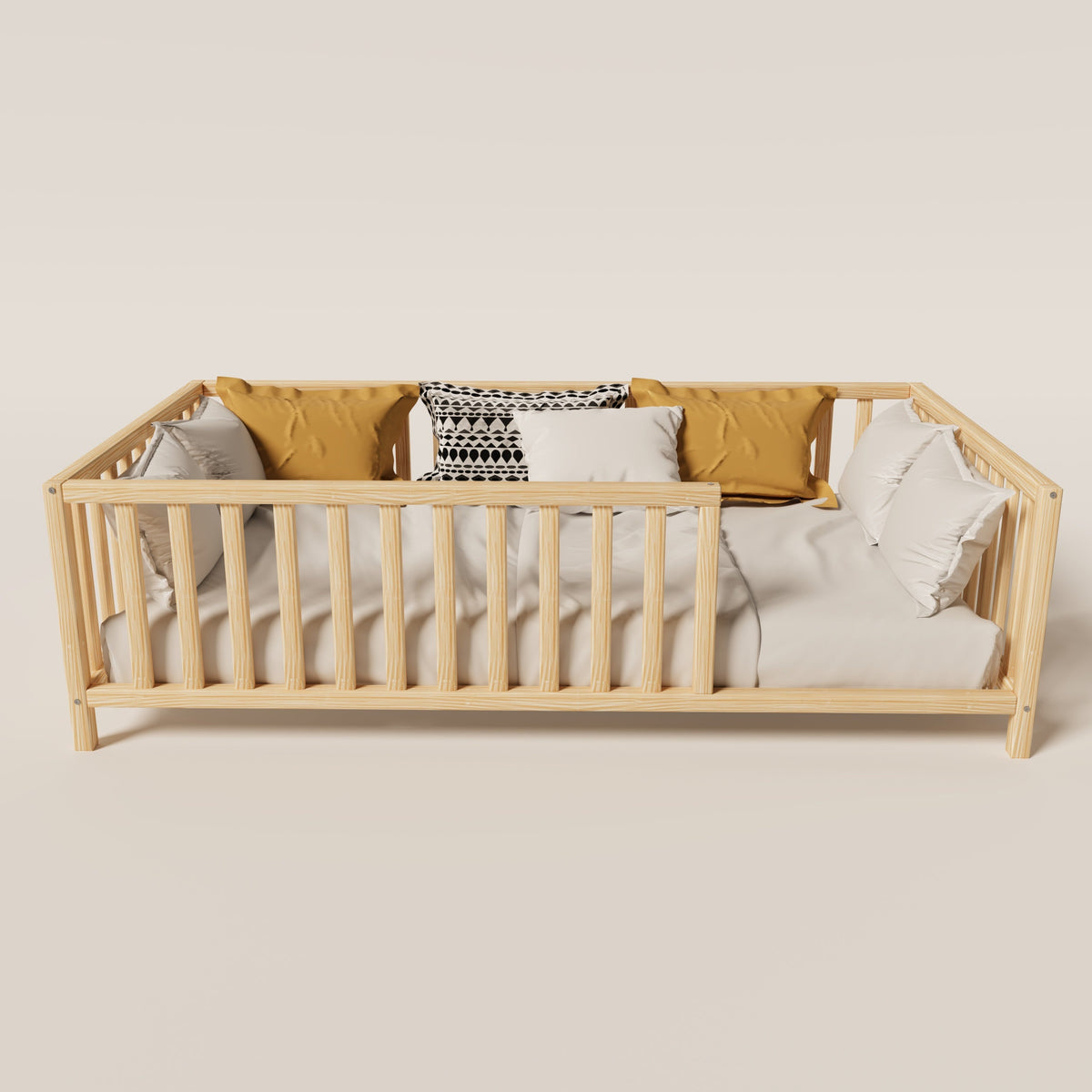 Montessori Bed with Legs Rectangular Rails