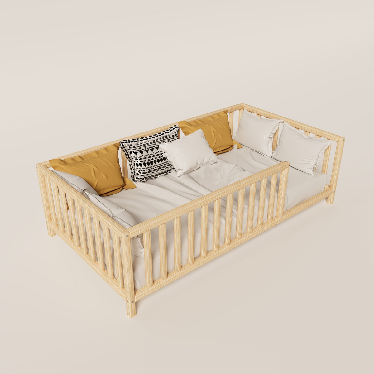 Montessori Bed with Legs Rectangular Rails
