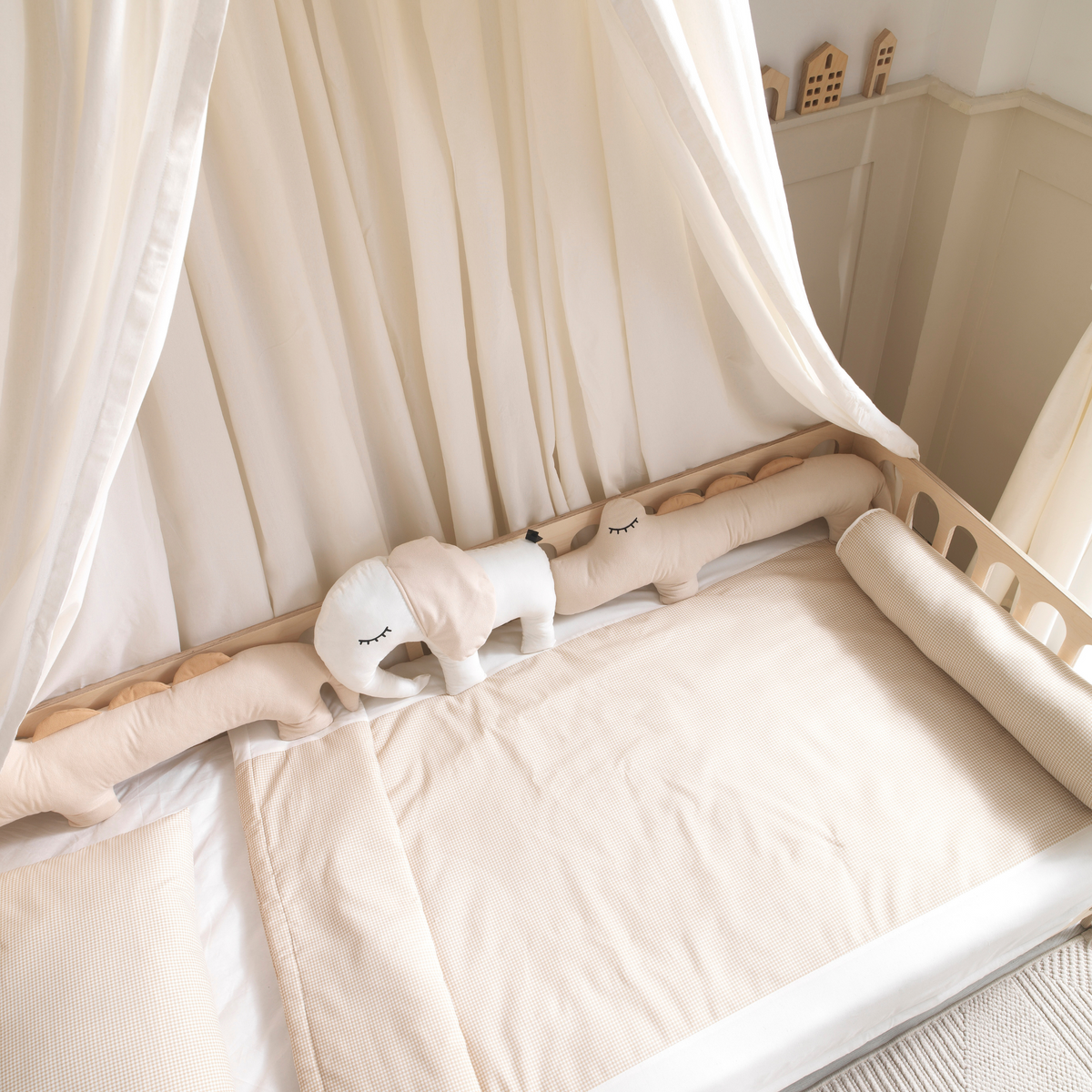 White Montessori Bedding Canopy and Sleep Set