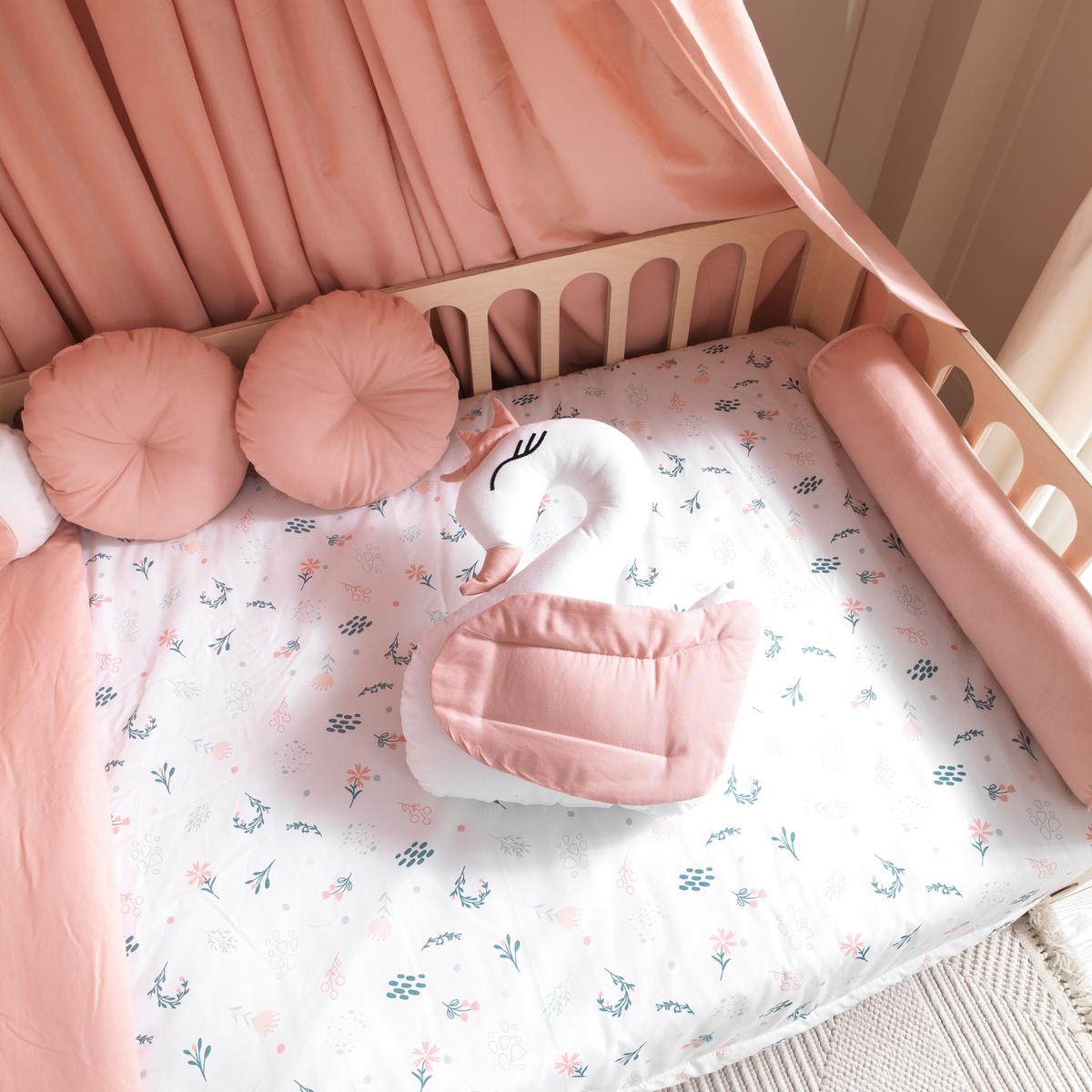 Pink Montessori Bedding Canopy and Sleep Set