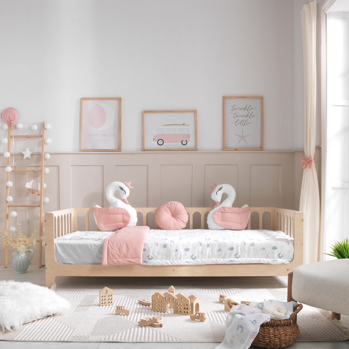 Pink Montessori Bedding Canopy and Sleep Set