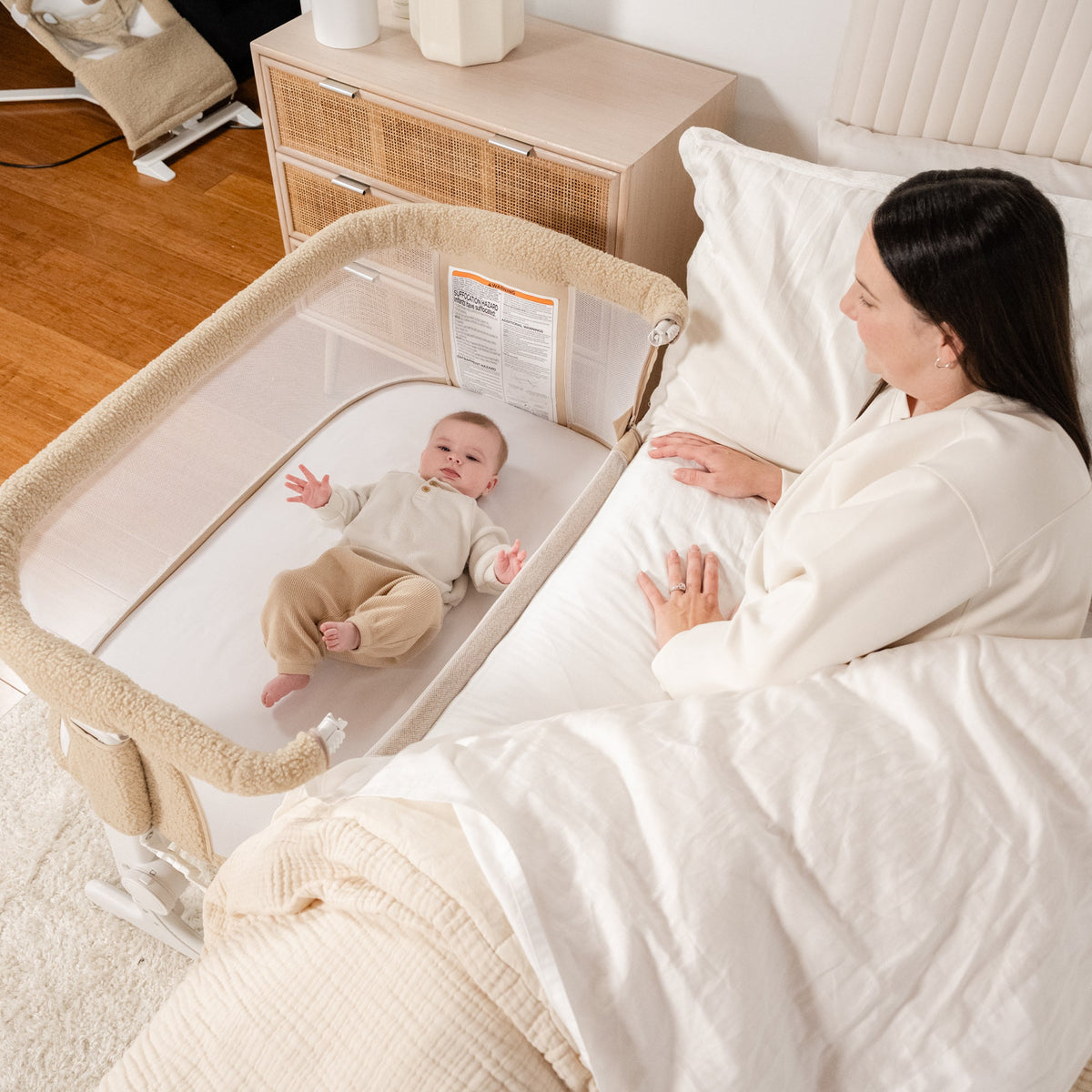 Lit cododo bébé réglable tissu douillet – Beige - Le Coin Bébé