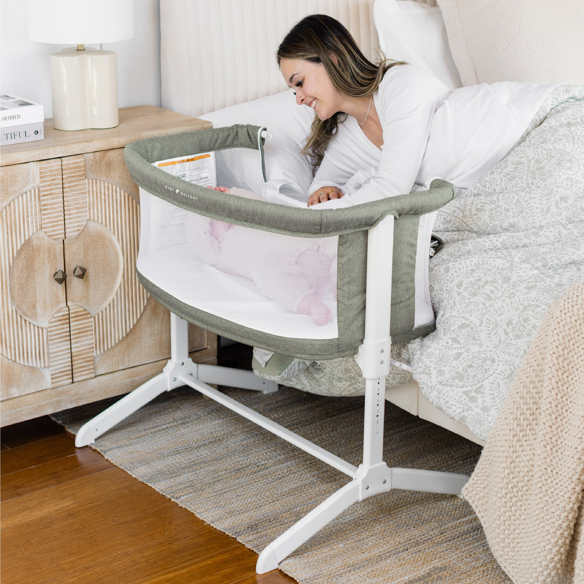 Lit cododo bébé réglable 7 hauteurs – Sauge chiné - Le Coin Bébé