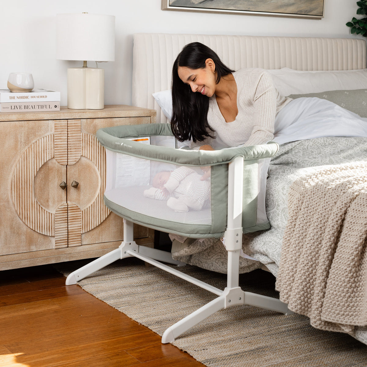 Lit cododo bébé coton bio réglable – Sauge - Le Coin Bébé