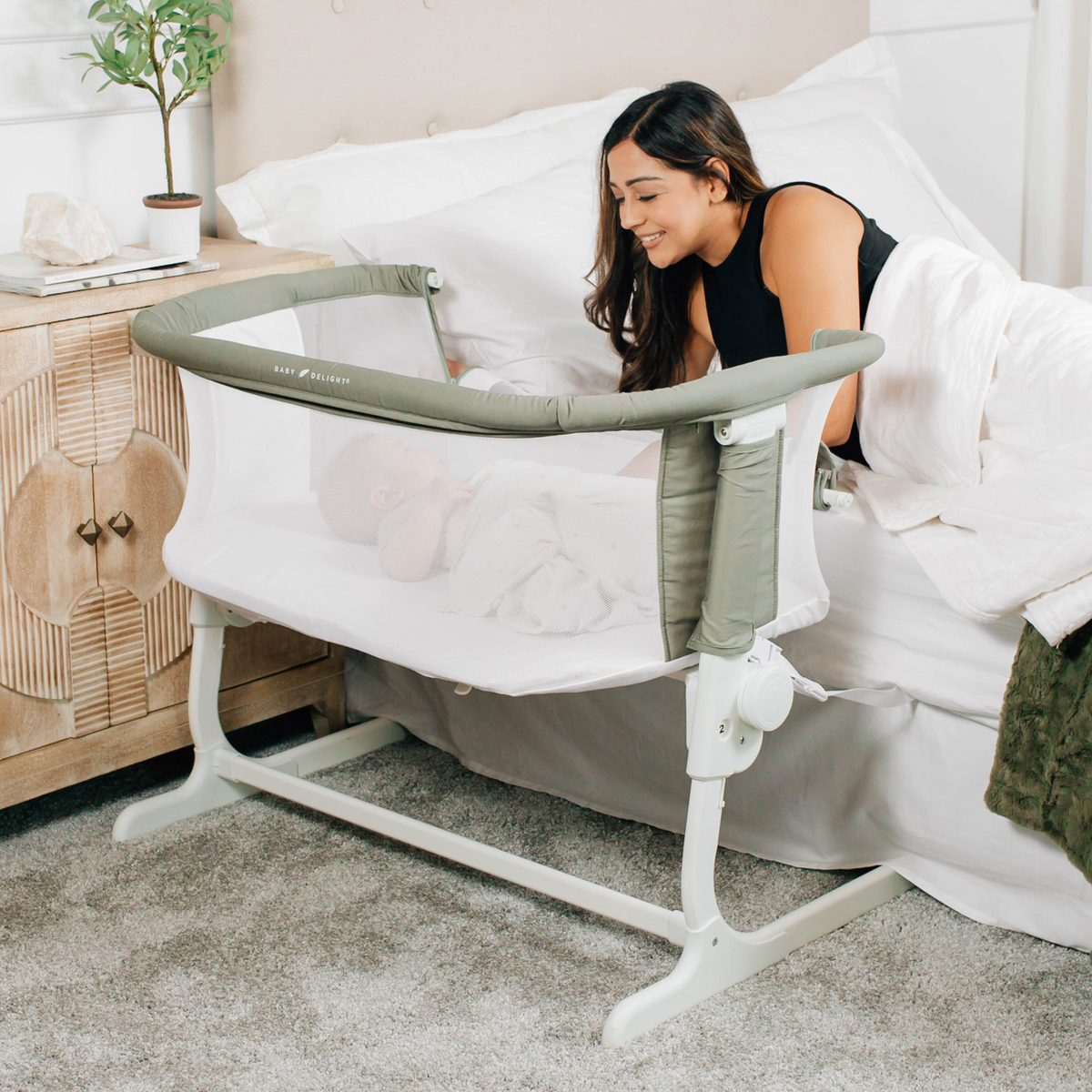 Lit cododo bébé coton bio réglable – Sauge - Le Coin Bébé