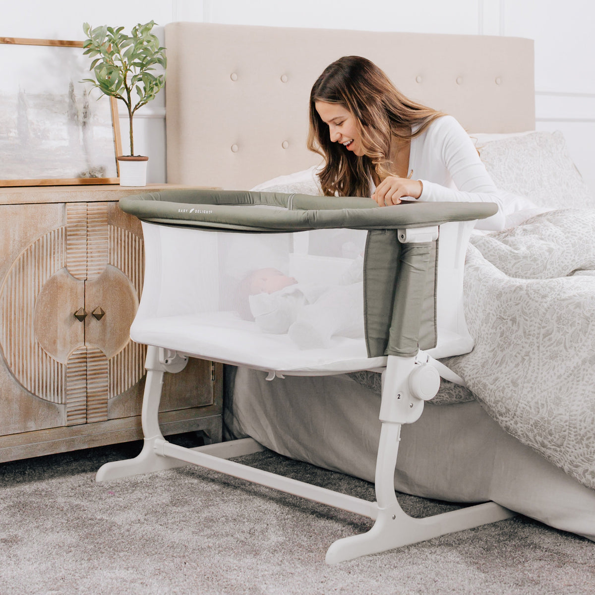 Lit cododo bébé coton bio réglable – Sauge - Le Coin Bébé