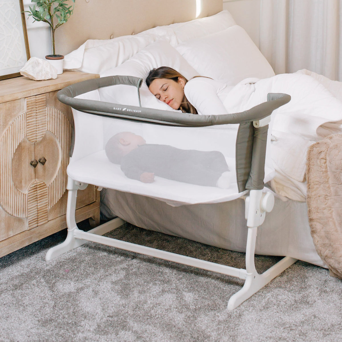 Lit cododo bébé coton bio réglable – Sauge - Le Coin Bébé