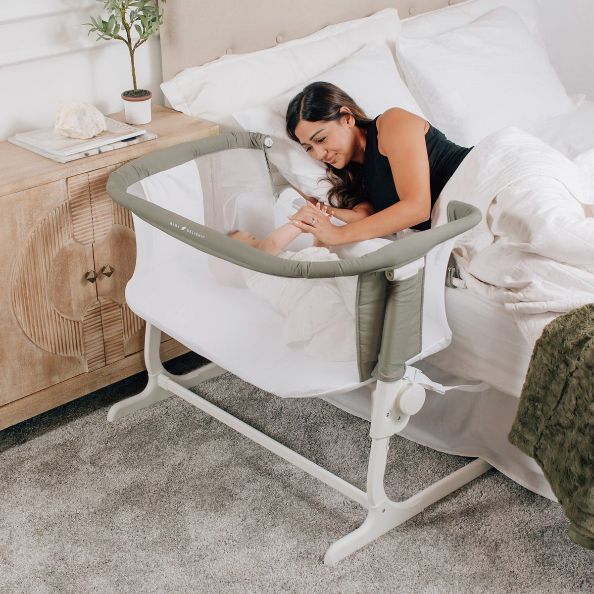Lit cododo bébé coton bio réglable – Sauge - Le Coin Bébé