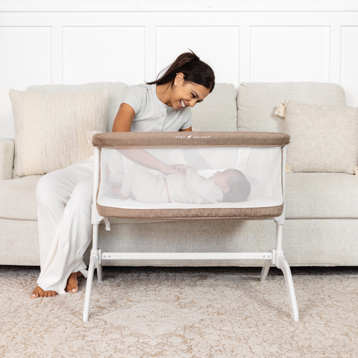 Lit cododo bébé réglable 7 hauteurs – Moka chiné - Le Coin Bébé