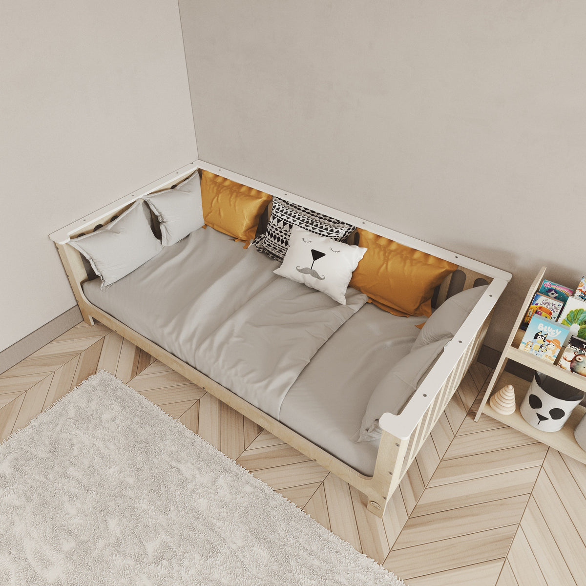 Birch Montessori Bed with Legs and Top Edge