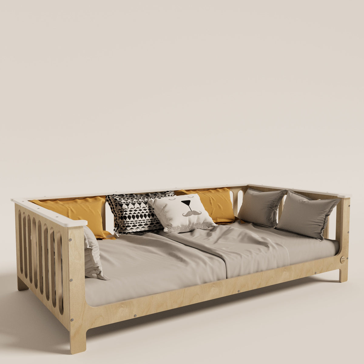 Birch Montessori Bed with Legs and Top Edge