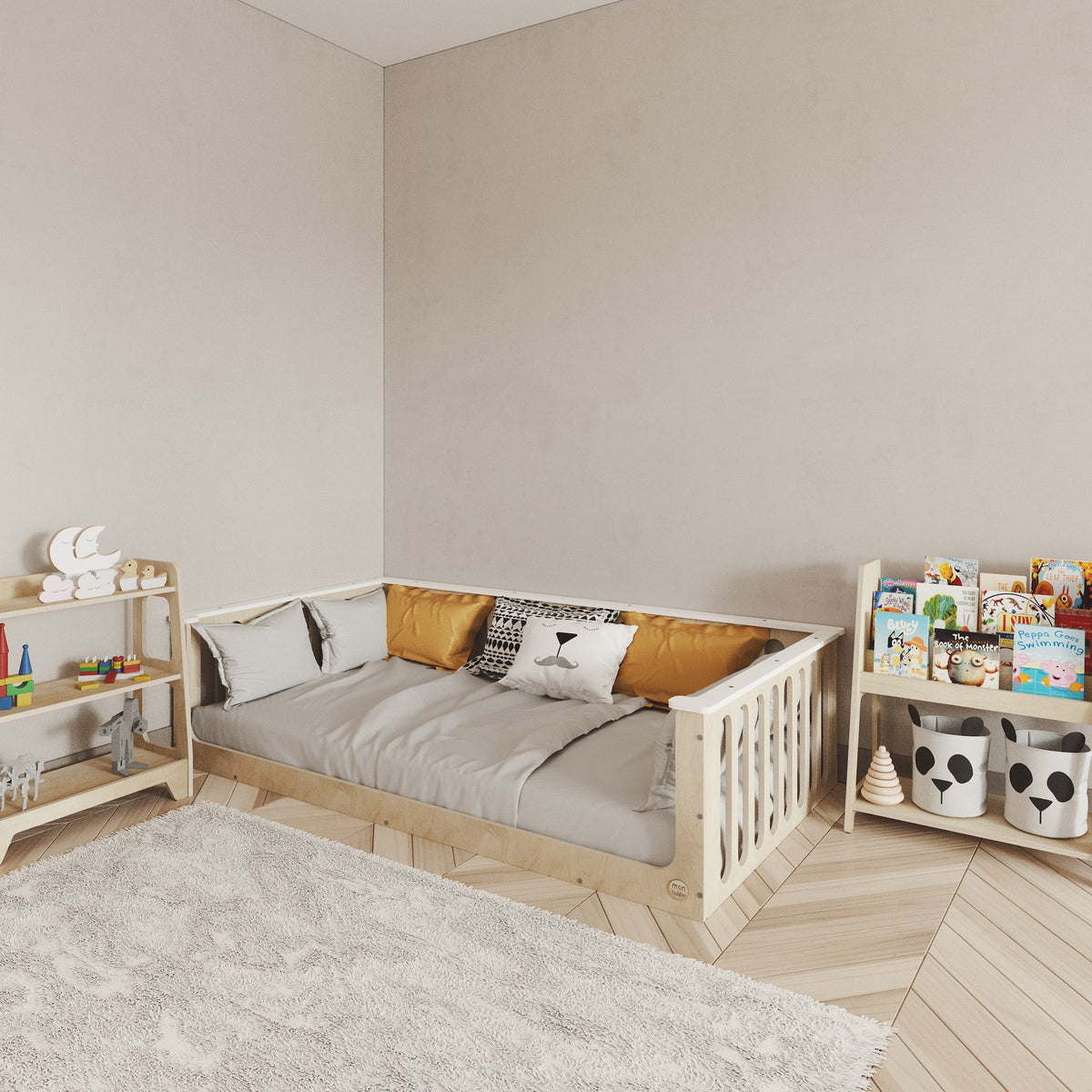 Floor Bed for Toddler With Top Edge