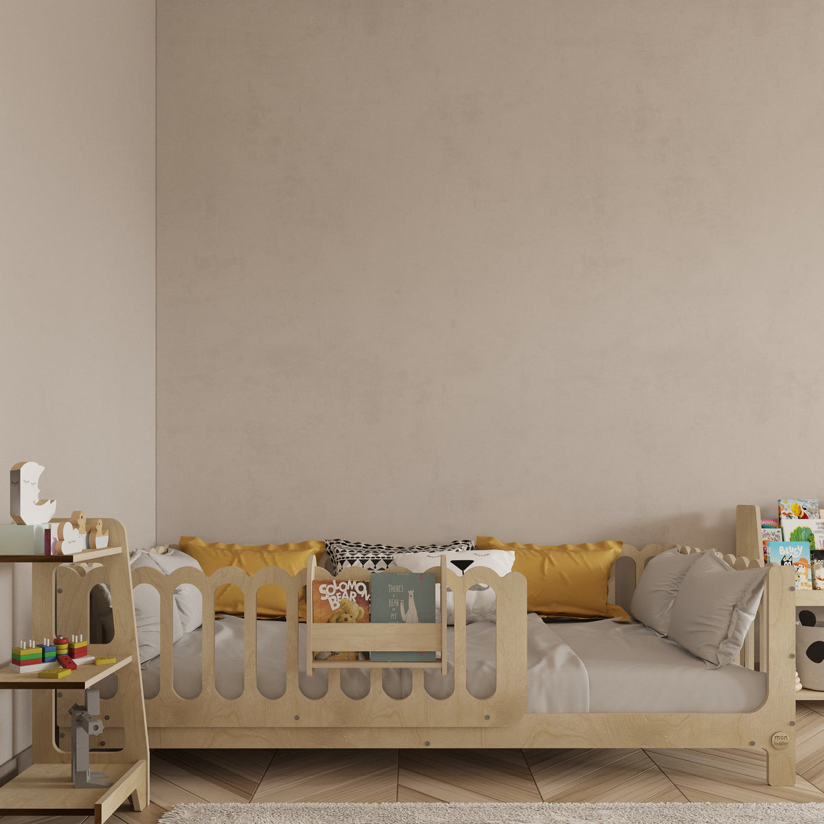 Montessori Bed with Legs and Rails - Wave