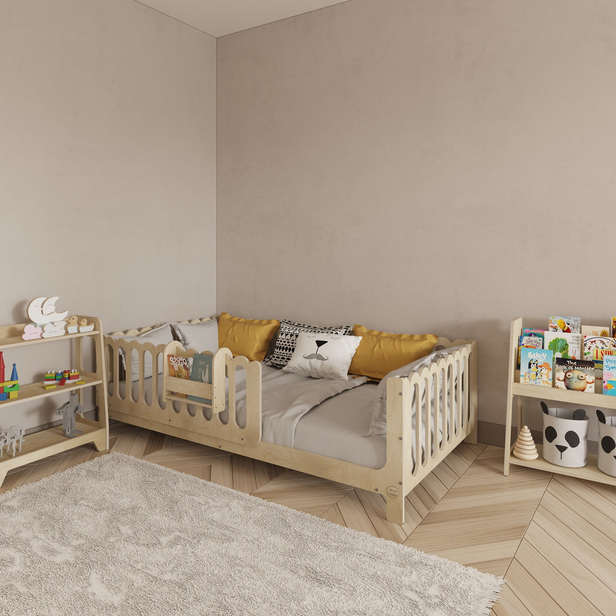 Montessori Bed with Legs and Rails - Wave