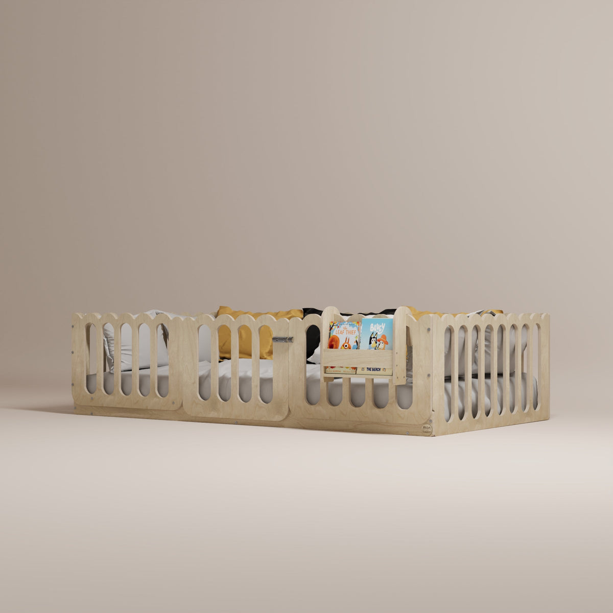 Montessori Floor Bed With Lockable Center Door - Wave