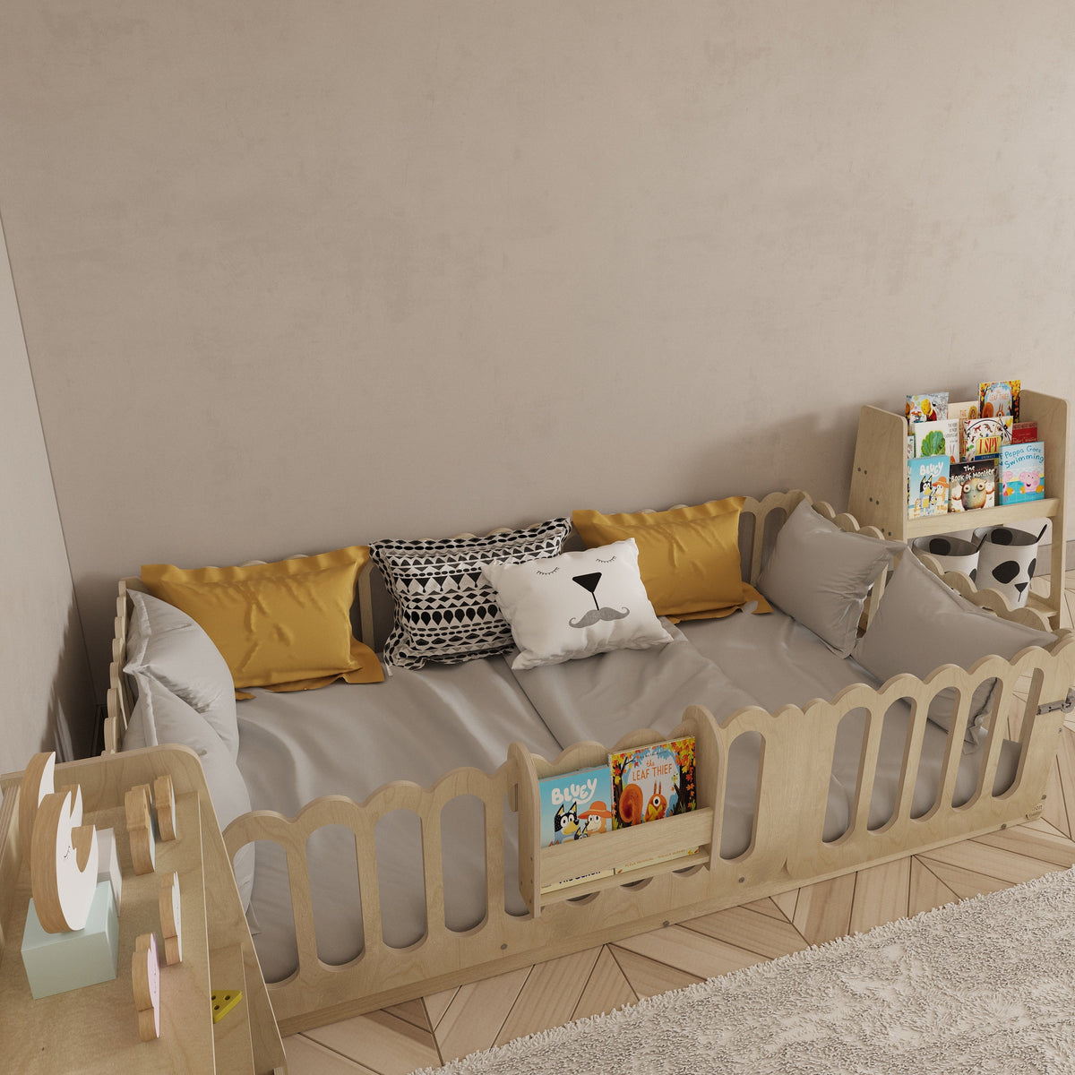 Montessori Floor Bed With Lockable Door - Wave