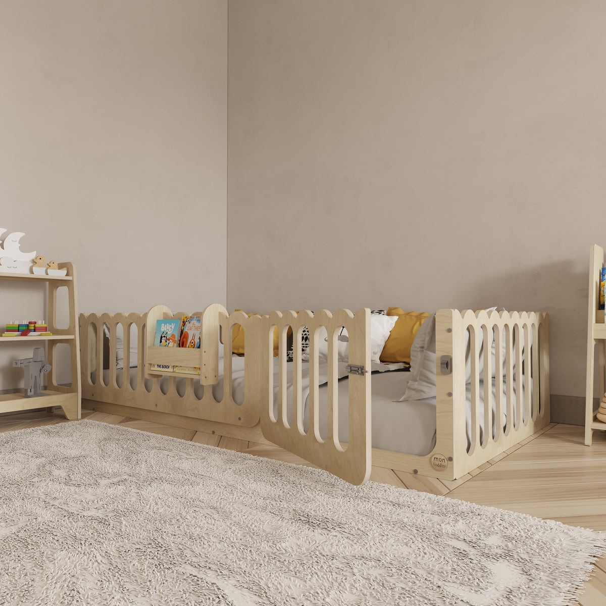 Montessori Floor Bed With Lockable Door - Wave