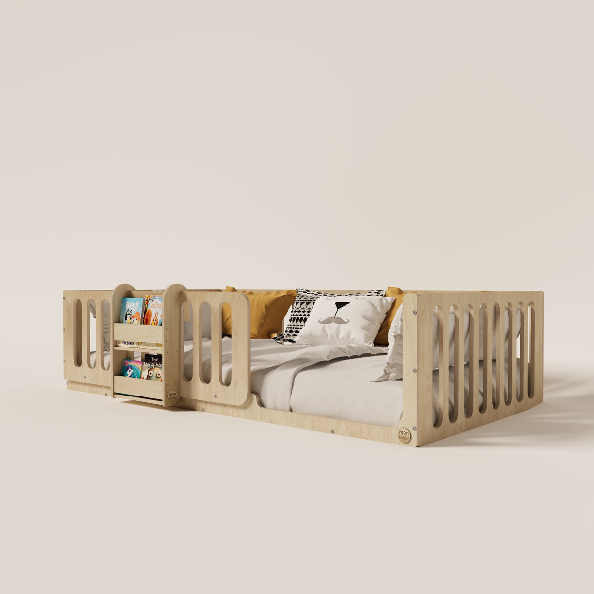 Montessori Floor Bed with Bookshelf