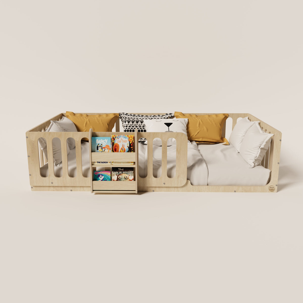 Montessori Floor Bed with Bookshelf