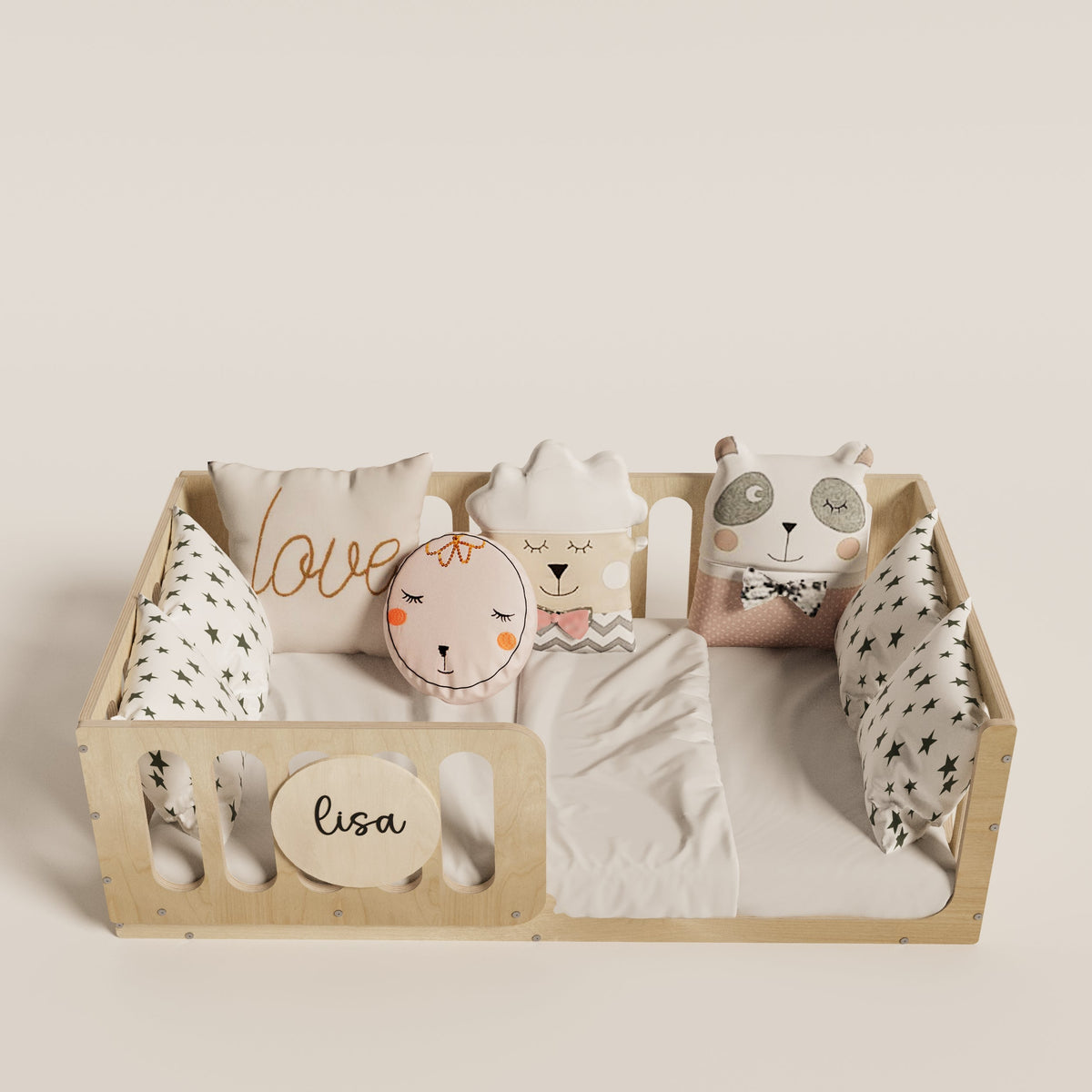 Montessori Floor Crib - Personalized with Name Board