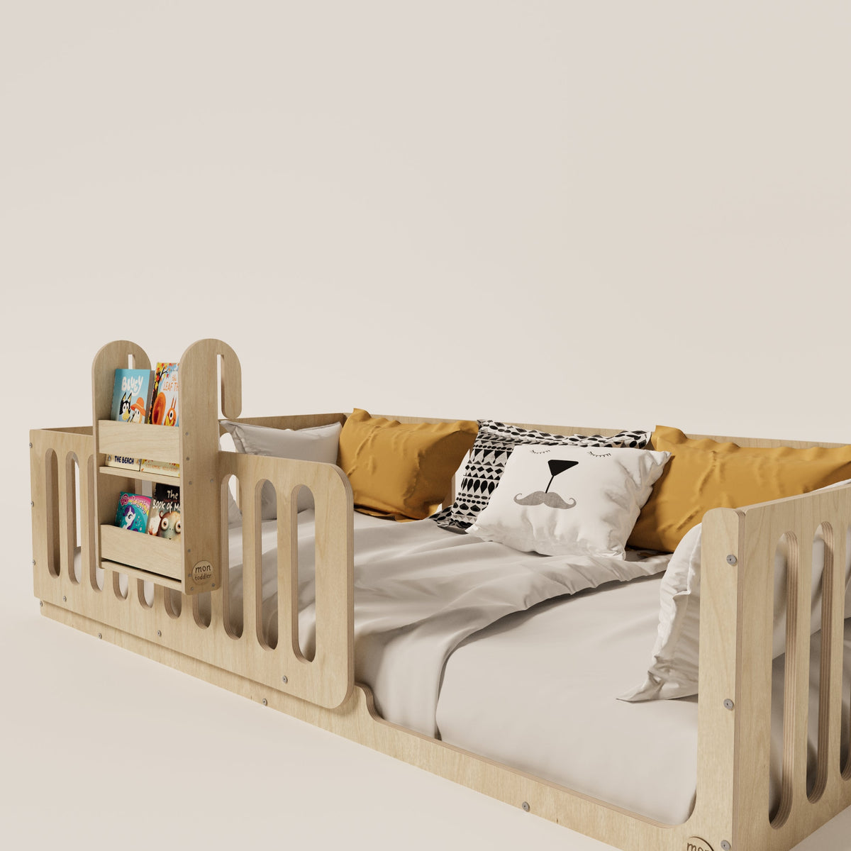 Montessori Floor Bed with Bookshelf