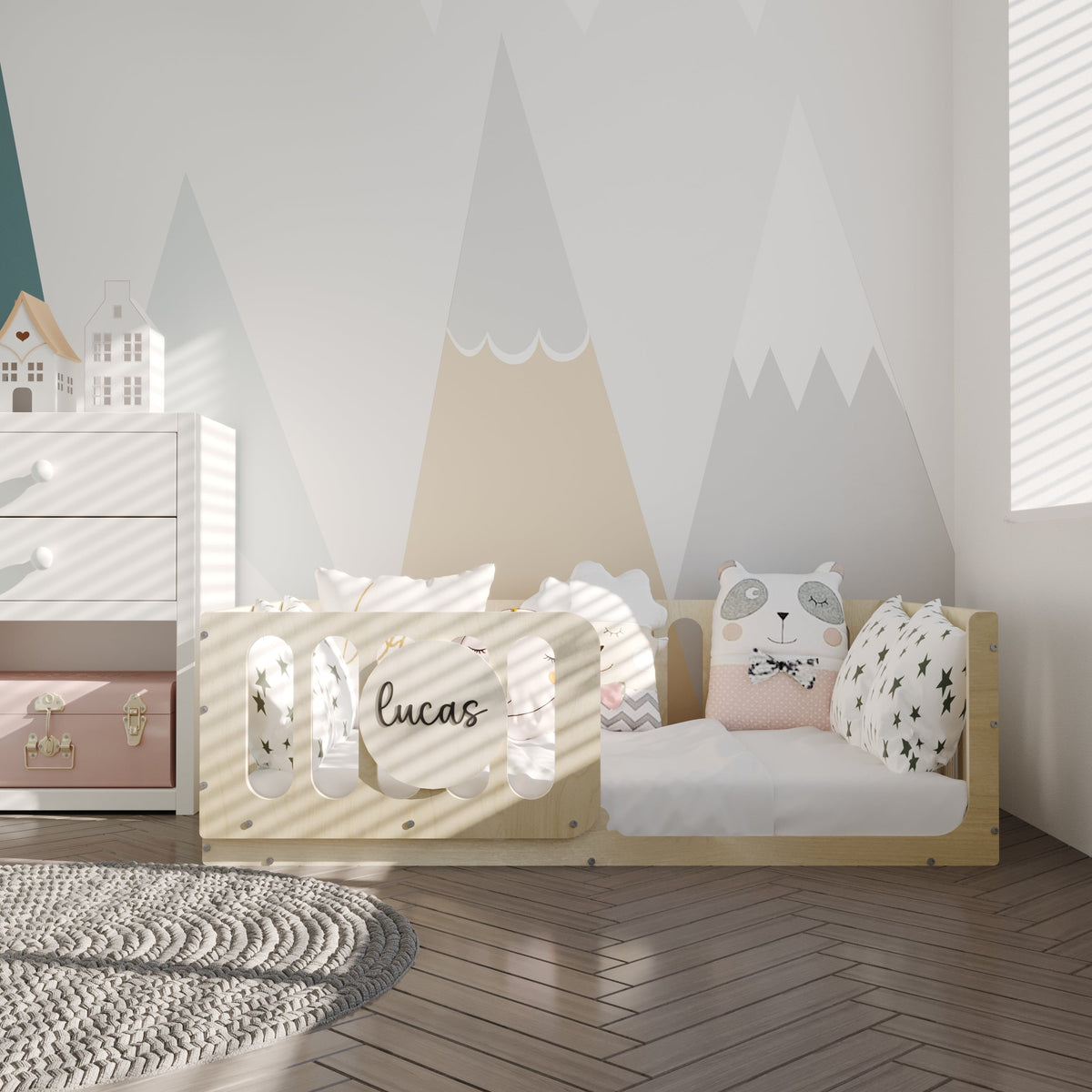 Montessori Floor Crib - Personalized with Name Board