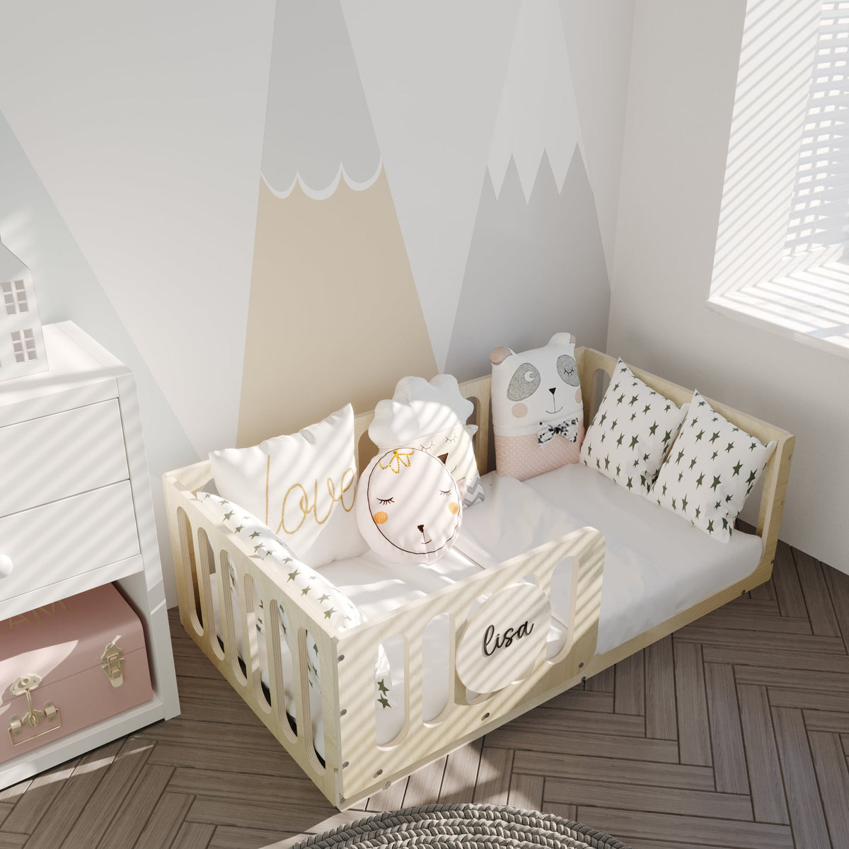 Montessori Floor Crib - Personalized with Name Board